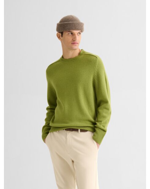 Maglione girocollo in misto lana verde anice
