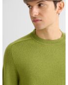 Maglione girocollo in misto lana verde anice