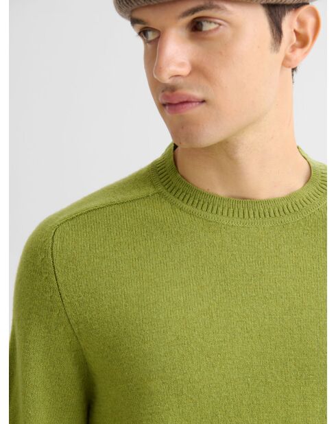 Maglione girocollo in misto lana verde anice