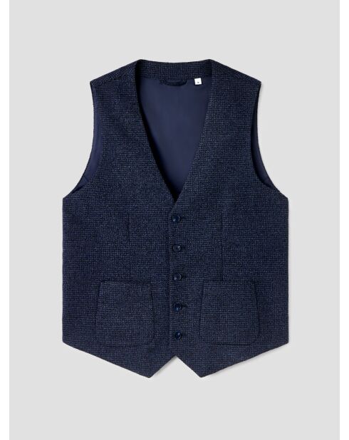 Gilet de costume stretch pied de puce bleu navy