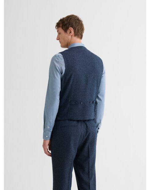 Gilet de costume stretch pied de puce bleu navy