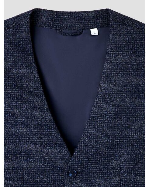Gilet de costume stretch pied de puce bleu navy