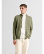 Cardigan col montant en coton cachemire vert 2