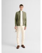 Cardigan col montant en coton cachemire vert 2
