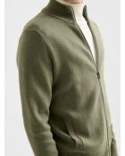 Cardigan col montant en coton cachemire vert 2