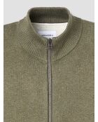 Cardigan col montant en coton cachemire vert 2