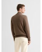 Cardigan col montant en coton cachemire taupe 2