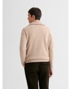 Beige grijze trui met truckerkraag van wolmix