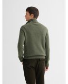 Dunkelkhakifarbener Pullover aus Wollmischung mit Truckerkragen