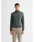 Bronzegrüner Rollkragenpullover aus Jersey