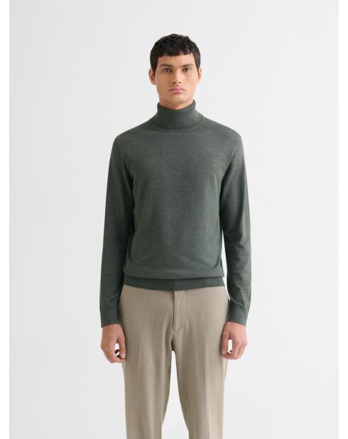 Bronzegrüner Rollkragenpullover aus Jersey
