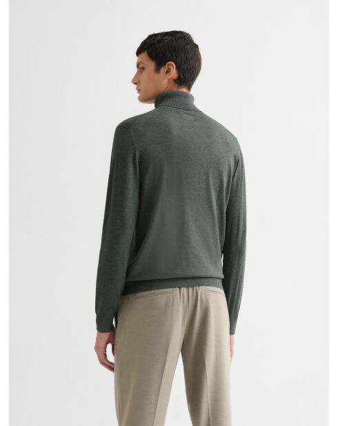 Bronzegrüner Rollkragenpullover aus Jersey