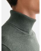 Bronzegrüner Rollkragenpullover aus Jersey