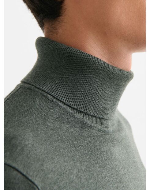 Bronzegrüner Rollkragenpullover aus Jersey