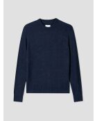 Maglione girocollo blu inchiostro effetto scacchiera