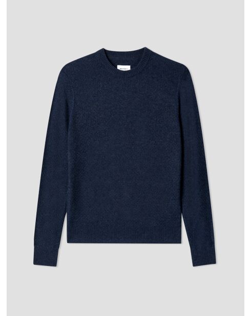 Maglione girocollo blu inchiostro effetto scacchiera