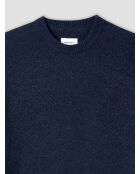 Maglione girocollo blu inchiostro effetto scacchiera