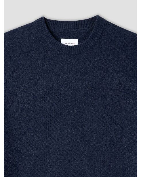 Maglione girocollo blu inchiostro effetto scacchiera