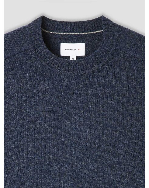 Pull col rond en laine mélangée indigo lavé