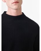 L'Atelier Noir gerippter Pullover mit Trichterausschnitt