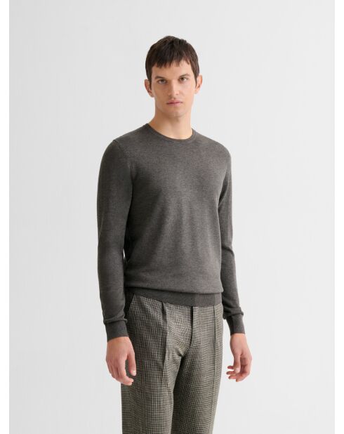 Pull col rond en jersey gris