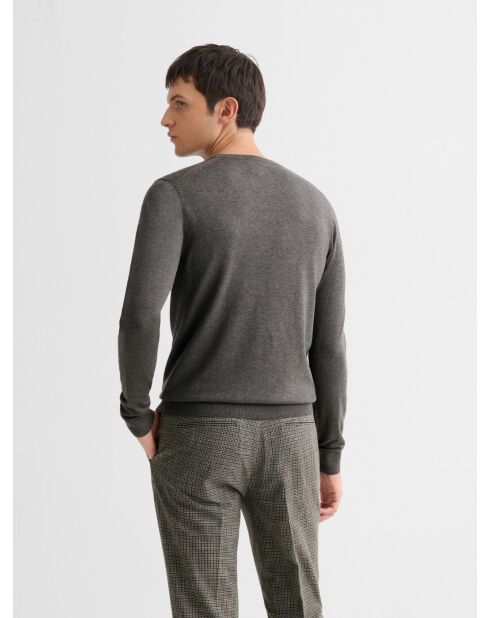 Pull col rond en jersey gris