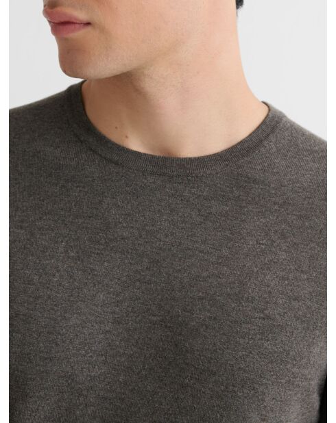 Pull col rond en jersey gris