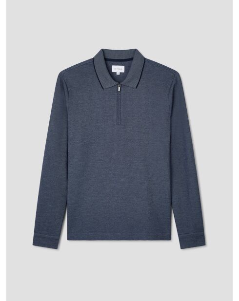 Polo zippé en coton bleu