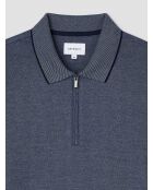 Polo zippé en coton bleu