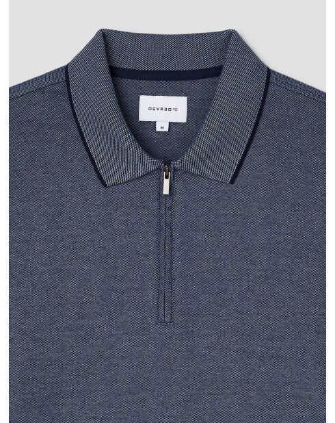 Polo zippé en coton bleu
