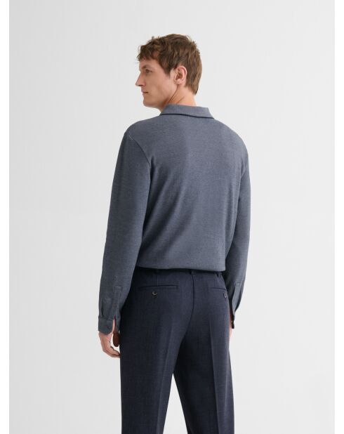 Polo zippé en coton bleu