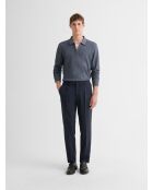 Polo zippé en coton bleu