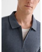 Polo zippé en coton bleu