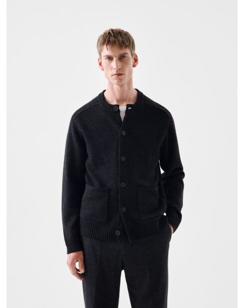 Cardigan boutonné col rond L'atelier anthracite chiné