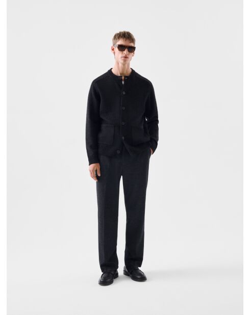 Cardigan boutonné col rond L'atelier anthracite chiné