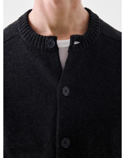 Cardigan boutonné col rond L'atelier anthracite chiné