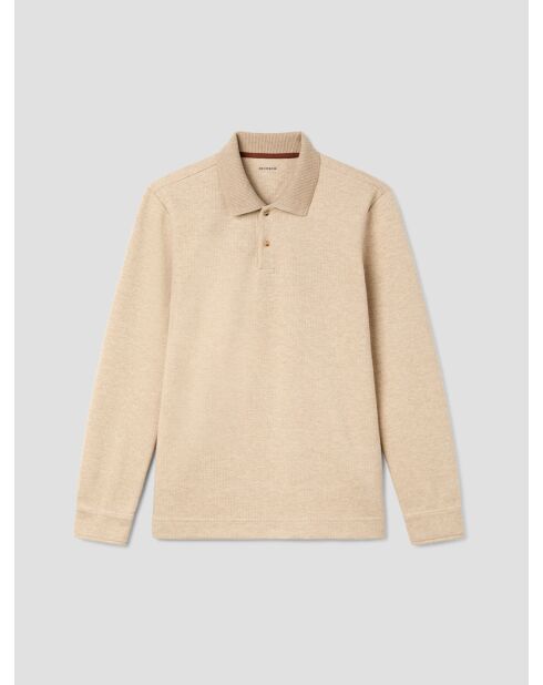 Polo boutonné en jacquard ivoire 2
