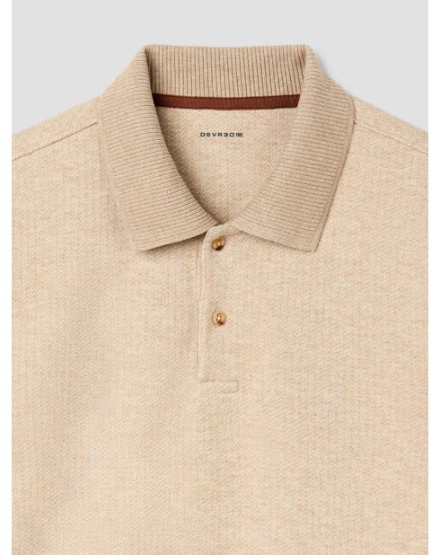Polo boutonné en jacquard ivoire 2