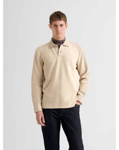 Polo boutonné en jacquard ivoire 2