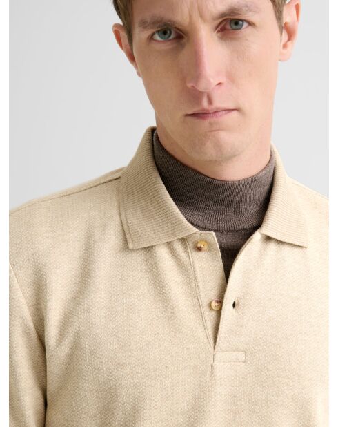 Polo boutonné en jacquard ivoire 2