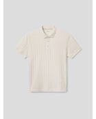 Polo boutonné en seersucker blanc neige