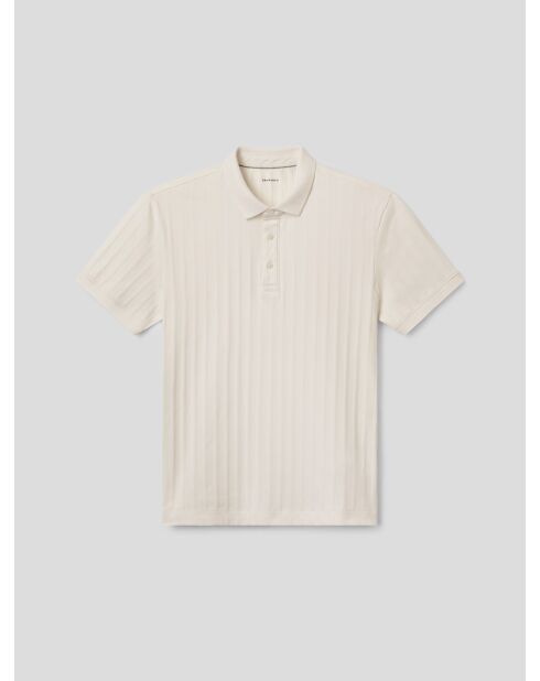 Polo boutonné en seersucker blanc neige