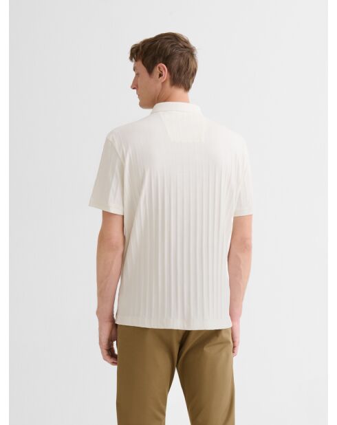 Polo boutonné en seersucker blanc neige