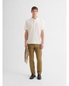 Polo boutonné en seersucker blanc neige