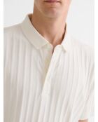 Polo boutonné en seersucker blanc neige