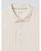 Polo boutonné en seersucker blanc neige