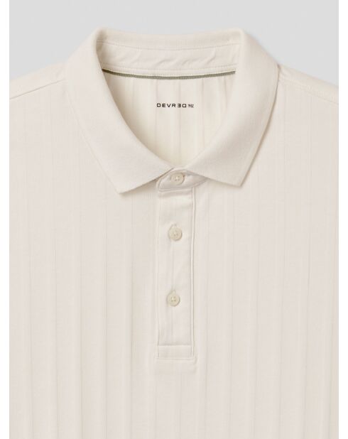 Polo boutonné en seersucker blanc neige