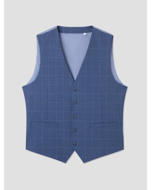 Gilet de costume bistretch à carreaux bleu