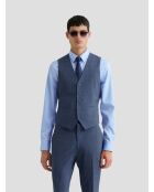 Gilet de costume bistretch à carreaux bleu
