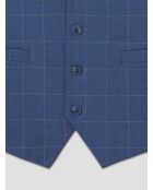 Gilet de costume bistretch à carreaux bleu